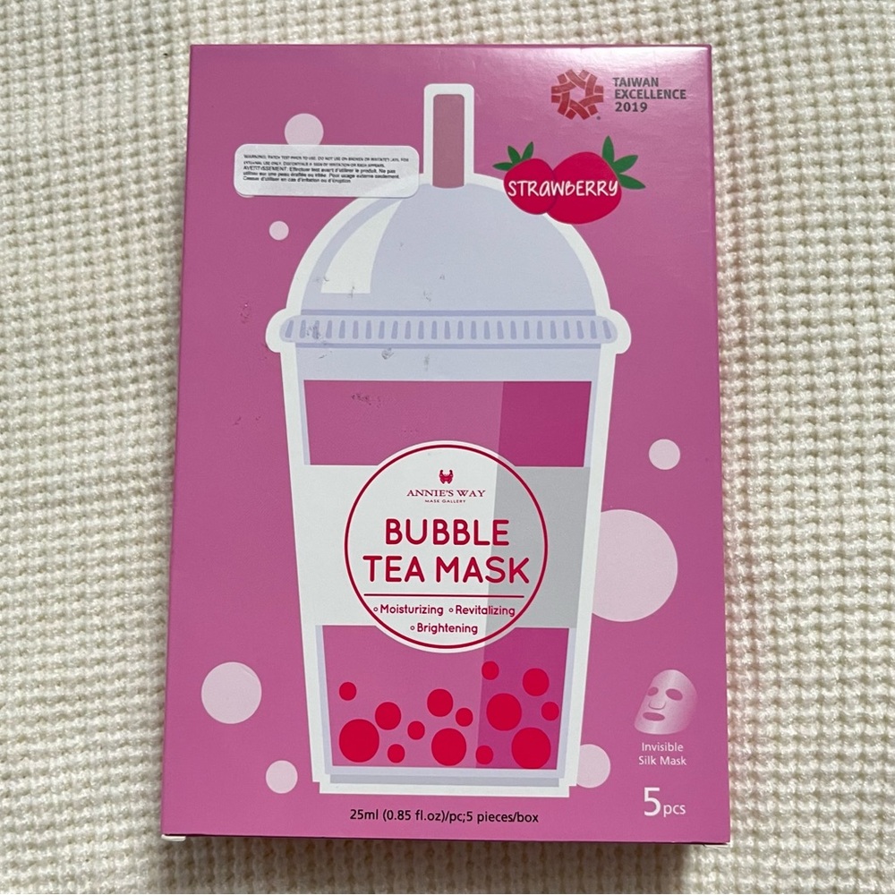 Annie’s Way Strawberry Bubble Tea Sheet Mask Set (5pcs) New in Box